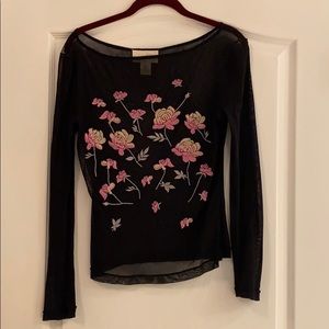 Caché Nylon Long Sleeve Blouse